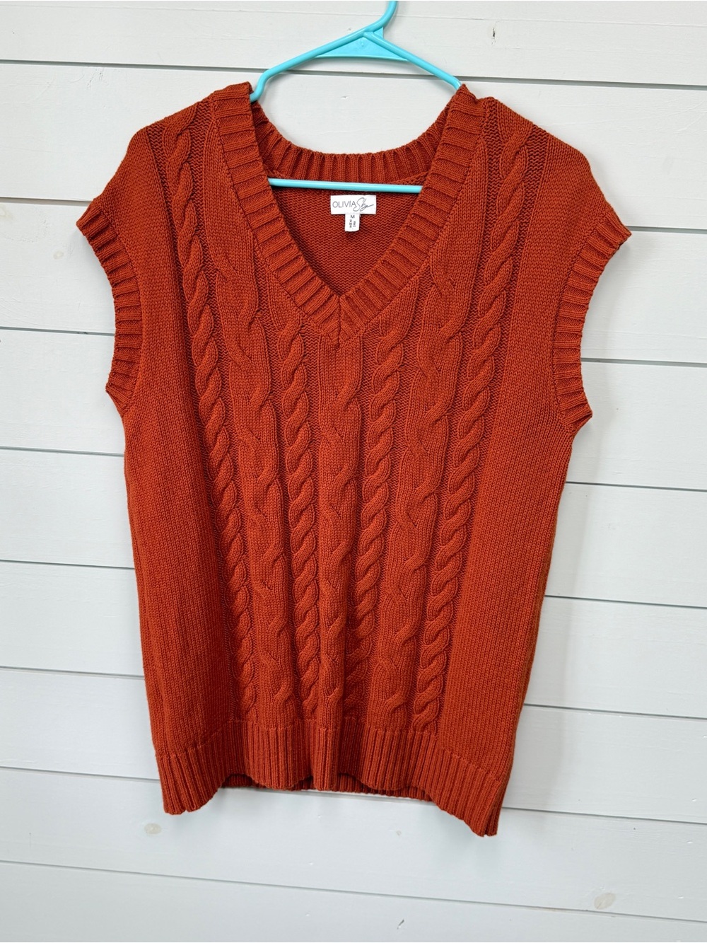 Olivia sky orange sweater vest women’s size medium